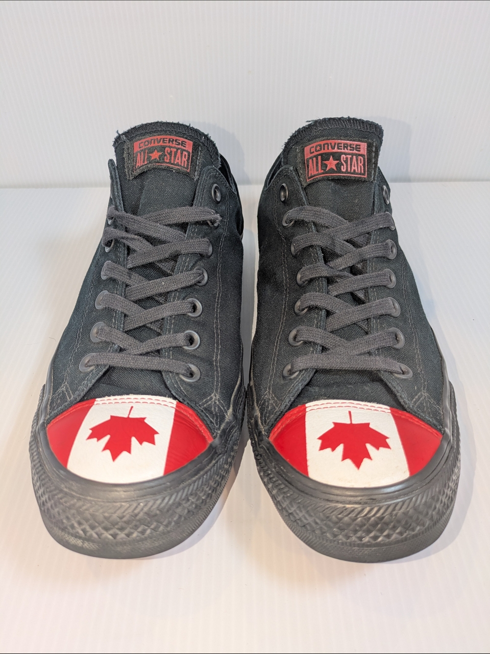 Converse Chuck Taylor All Star Canada Flag Toe Black Sneakers M 11.5 W 13.5